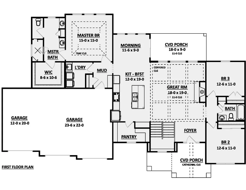 The Bellview main level floor plan